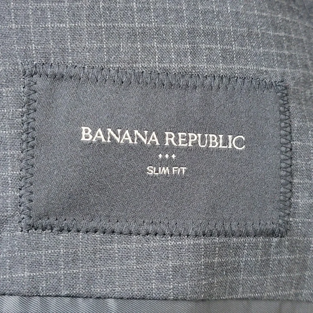 Banana Republic Slim Fit Grey‎ Wind Blazer Jacket Mens 42R Sport Coat Checkered